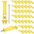 Tandefio 25 Pcs Electric Fence Insulator 5 Inch, Yellow | Slant Nail-on Electric Fence Insulators for Wood Post, Heavy- Duty Animal Fencing Wire, Flat Hotwire Fencing - color: Yellow