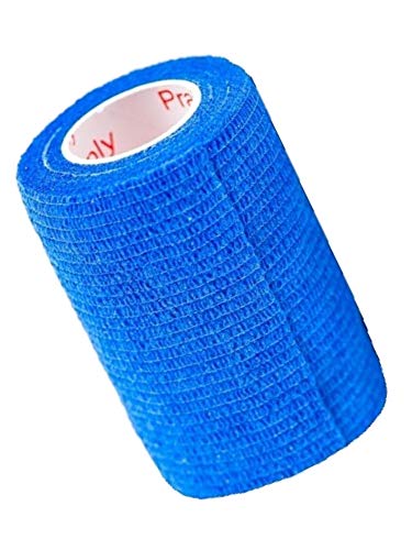 Vet Wrap Tape (Blue) (2 Pack) (3 Inch x 15 feet) Self Adhesive Adherent Adhering Cohesive Flex Self Stick Bandage Grip Roll Dog Cat Pet Horse - color: Blue, size: 2 Rolls