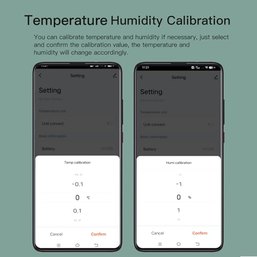 Wireless Smart Thermometer Hygrometer: Bluetooth Temperature Humidity Sensor with App Notification Alerts and Data Storage, Remote Monitor for Green House Guitar Humidor Incubator-2pack