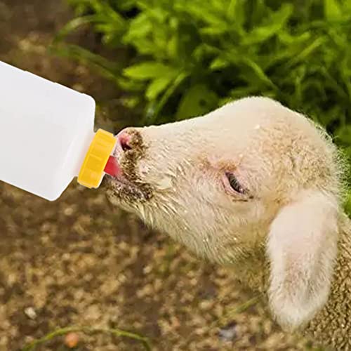 Goat Nipple and Bottles Set for Feeding Sheep Goat Lamb Puppy | 12 Pieces Small Animal Milk Drink Pritchard Nipple 2 Pieces 400 ml Lamb Feeding Bottle Kit - color: White 12