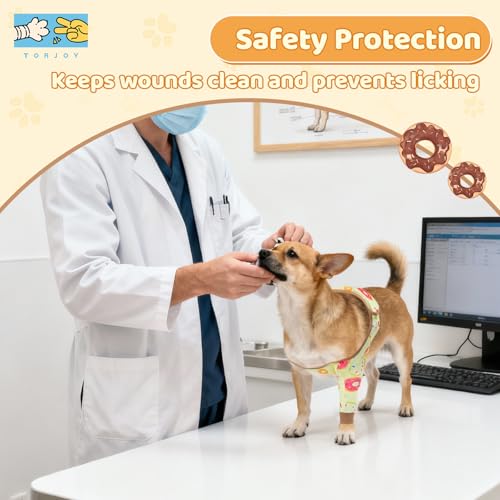 Dog Front Leg Recovery Sleeve – Single Sleeve to Prevent Licking, Scratching & Biting Cone Collar Alternative for Surgery, Wound Care, ACL CCL, Joint Protection - color: Sunny Donut, size: XX-Small
