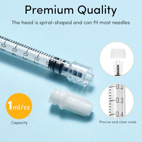 1mL Luer Lock Syringe with Cap - Without Needle - Leak-Proof Accurate Measurement - 1cc luer lock syringe for Lab Use and Home Care (30 pack) - size: 1ml Luer Lock Syring-30pcs