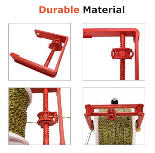 3:1 Geared Electric Fencing Reel, Electric Fence Wire Reel, with Auxiliary Winding Handle, Suitable for Building Farm Fences - size: 0 ft x 1 standard reel x 1 guide