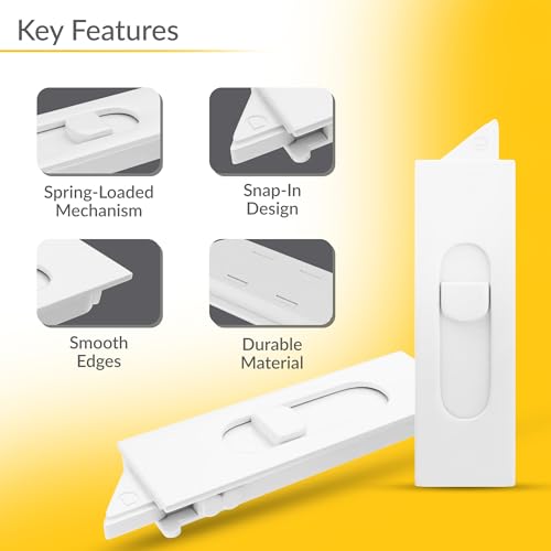 Brixwell Snap-in Tilt Latch Pair, Left and Right-Hand Set, Plastic, White Finish, 2-1/2" Body Length, 2-3/8" Back Cutout, 11/16" Body Width, 7/16" Latch Height, Replacement Window Sash Hardware - size: 2-1/2", style: Compact