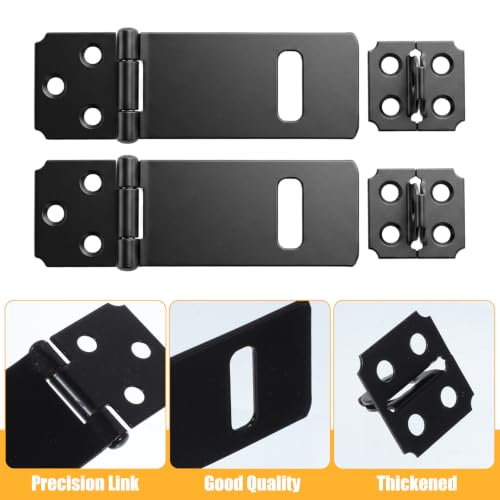 24 Pcs 3 Inch Lock Hasp Latch, 3 Inch Padlock Hasp Latch Set, Heavy Duty Black Door Lock Hasp Latch for Cabinet, Gate, Fence, Window, Garden, Yard Security