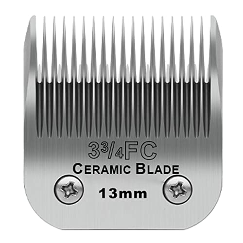 3-3/4FC Detachable Dog Blades Compatible with Andis/Oster A5 Grooming | Compatible with wahl km10 dog clipper,Cut Length 1/2"(13mm),Made of Ceramic Blade & Stainless Steel Blade - color: Silver, size: 3-3/4FC 13mm