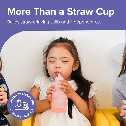 TalkTools Honey Bear Silicone Straw Cup, Dishwasher Safe Baby Drinking Bottle, Premium Food-Grade Material, Honeybear Sippy Cup for Ages 4+ Months, Kids and Toddlers (Single 8oz) (Bubblegum) - color: Bubblegum