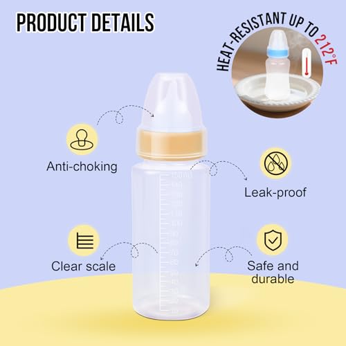 ASEVAT 5 oz 3PackPet Feeding Bottle, Anti-Choking Puppy Feeder Design,with 3pcs Replaceable and Reusable Silicone Nipples for Feeding Puppies, Kittens, Small Animals - color: Yellow