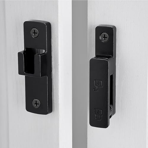 Black 180 Degree Zinc Alloy Barn Door Latch, Flip Gate Lock | Sliding Door Latch Lock,for bedroom,garage,balcony,barn,bathroom,drawer,Wine Cabinet,window,cabinet,pet enclosures - color: Black_180 Degree