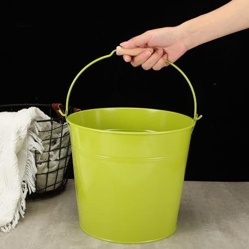 Didaey 12 Pcs 9 Quart Large Galvanized Metal Buckets with Handle Inch Heavy Duty Stainless Steel Pails Round Pail for Party Wedding, Crafts, Utensils, Table Centerpieces (Multicolor) - color: Multicolor