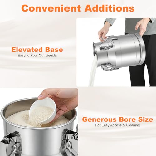 DYNAMI 2.6Gal Stainless Steel Milk Can with Sealed Lid and Handles,Anti-Leak Liquid Storage Barrel,Food Grade Container for Milk, Liquid,Solid Storage and Transport,Large Opening for Easy Cleaning - size: 2.6Gal