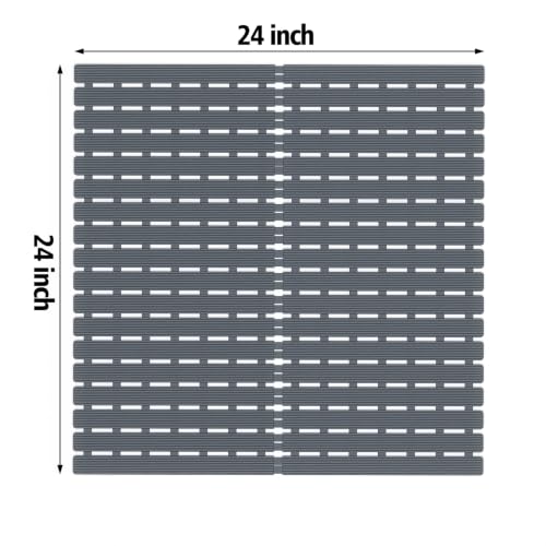 MBOSS Bathtub Mat Non Slip,Super Soft Bath Mat for Tub 24 X 24 Inch,Shower Mat with Suction Cups and Drain Holes,Non Slip Bathtub Mat for Elderly - color: Dark Gray