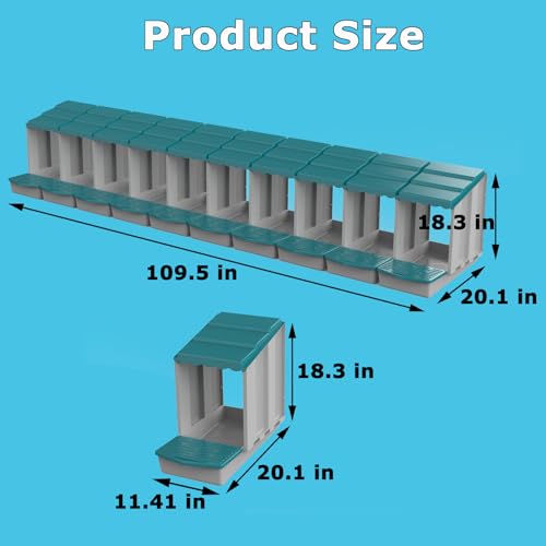 Chicken Nesting Boxes, 10 Hole Laying Boxes,2 Nest Mat, Plastic Roll Away Chicken Nest Box, Egg Roll Out with Perch Eggs Protected Collection Area, Poultry Modular House Egg Coop Nest Perch - size: Green 10 pack