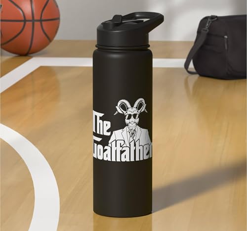 Funny Goat Gift for Men Women Kids Youth Girls Boys Mom Dad Stainless Steel Insulated Water Bottle - color: Black