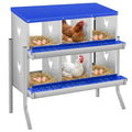 Chicken Nesting Box with Bracket Legs, 6 Compartment Nesting Boxes for Chickens, Chicken Laying Boxes to Protect Eggs, Easy to Clean & Install - color: Blue-6
