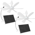 Tujoe 2 Set Solar Ceiling Fan Kit 16.5'', 15w Monocrystalline Solar Panel USB Ceiling Fan with Remote Control, Timer, Quiet Operation for Outside, Patio, Tent, Chicken Coop, Greenhouse, Shed, Camping