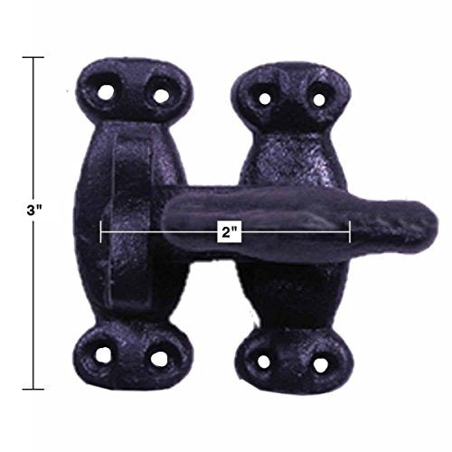 Renovators Supply Manufacturing 2" Black Wrought Iron Door Latch Lock Antique Style Slide Latch for Cabinets, Windows, or Cupboards Rust Resistant with Mounting Hardware - size: Pack of 1