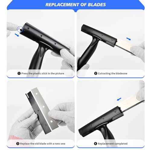 EHDIS Adjustable Razor Blade Scraper, 15''-58'' Long Handle 6" Blade Scraper Tool with 20 Double-Edge Blades for Cleaning Paint, Caulk, Adhesive,Painting Stripping Tools, Tile, Floors, Walls