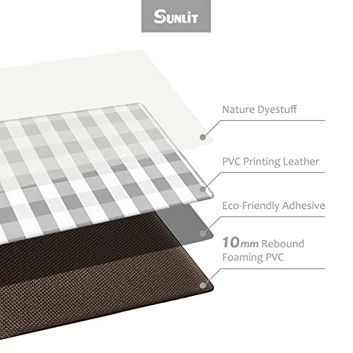Sunlit Set of 2 Anti Fatigue Kitchen Floor Mat, Non Slip Waterproof Comfort Standing Mat, 0.4 Inch Thick Cushioned Farmhouse Kitchen Rug Runner, Gray and White Buffalo Plaid(Size:17"x28"&17"x47") - color: Grey
