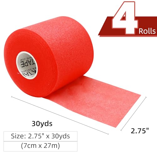 OK TAPE Pre Wrap Tape 4-Rolls 120 Yds Athletic Foam Underwrap for Sports | Protect for Ankles Wrists Hands and Knees, Soft, Breathable, Skin-friendly and Latex-free 2.75 Inches - Red - color: Red, size: 2.75 Inch x 30 Yards