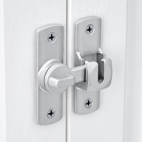 Silvery Barn Door Latches,90/180 Degree Gate Lock_D | Aluminum Alloy Right Angle Door Lock Latch,Flip Gate Latches Hardware,Sliding Door Lock for Cabinets,Fence Gates,Pet Cage - color: Silvery