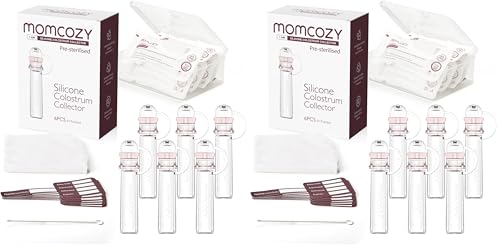 Momcozy Colostrum Collector Reusable Breast Milk Collector with Storage Case and Cotton Wipe, Portable Colostrum Container BPA Free, Multi-Use Collector 5ml-6pcs (Pack of 2) - size: 6 Count (Pack of 2)