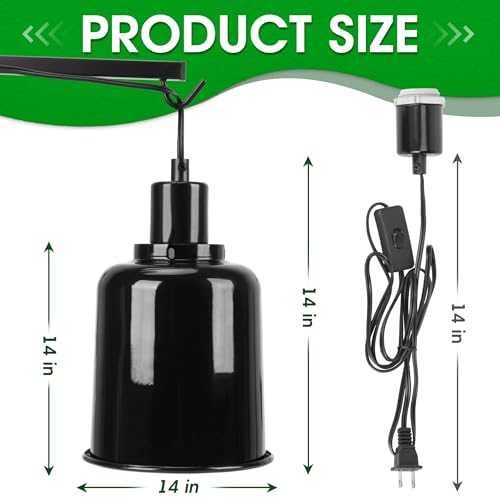 2 Pack Reptile Dome Lamp Cover Light Shade, 7.5 Inch Deep Reptile Dome Light Fixture, Aluminum for Reptile Terrarium with Ceramic Socket and Individual Switch (Bulbs Not Included)