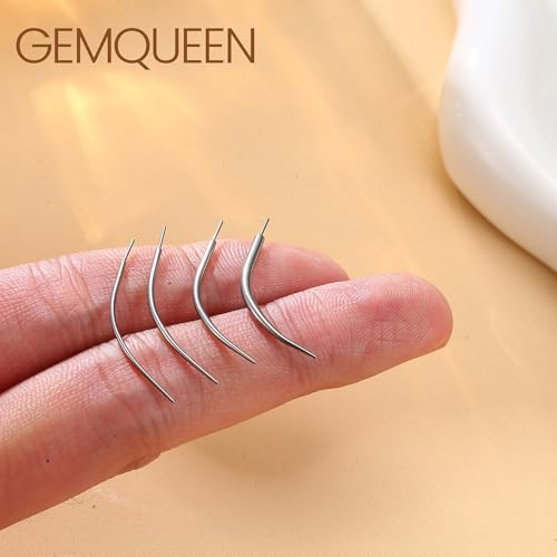 GEMQUEEN Piercing Ball Grabber Tool, 14-20G Taper for Changing Jewelry | Surgical Steel Flat Back Earrings Threader Tool Insertion Pin, Body Piercing Kit for Ear Rook Conch Nose Lip Jewelry Removal - style: Curved Threadless (14G 16G 18G 20G)