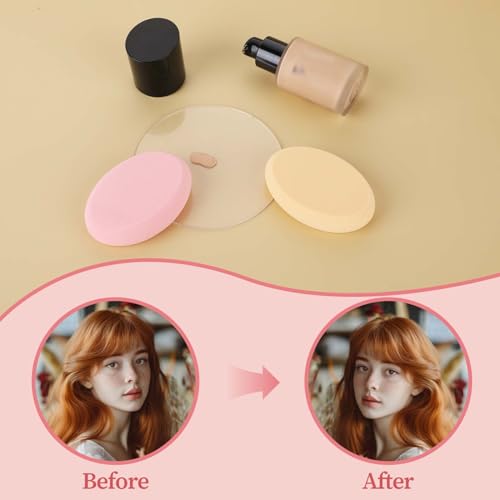 2 Pack Oval Puff Egg Foundation Sponge Oval Makeup Sponges Professional Makeup Sponge for Eye Foundation Blush Application Forehead Cheeks, Dry and Wet (Skin Tone and Pink)