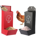 2-Pack Metal Chicken Grit Feeder & Oyster Shell Feeder with Lid - Hanging Gravity Poultry Feeder for Chickens, Ducks, Quail - Rain Proof Chicken Coop Accessories - Wall Mount Chicken Feeders No Waste