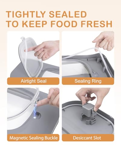10-13 Lbs Dog Food Storage Container,Collapsible Dog Food Container | Pet Food Storage Container with Airtight Lid,Pet Food Scoop,Cat Food Storage Dry Food for Dog,Cat and Other Pets - color: Grey/10-13 Lbs