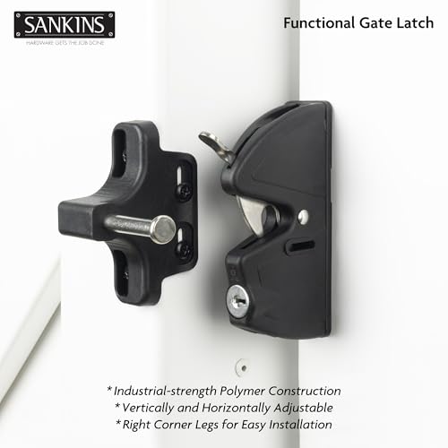 Key Lockable Double Sided Gate Latch, Fence Gate Locks for Outdoor Gates, Self Locking Gate Latch Door Latch, Fence Gate Latch Gate Hardware for Wood, Vinyl, Metal Gates, Black