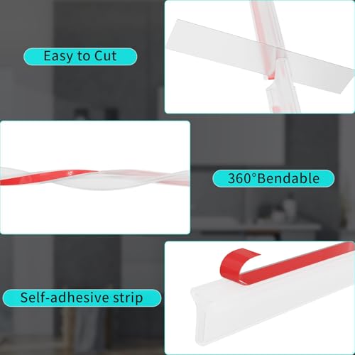 3ft/5ft/6ft/8ft10ft Collapsible Shower Threshold Water Dam Water Barrier for Shower and Water Stopper Keeps Water Inside Water Threshold for Wet and Dry Separation (3ft, Clear) - color: Clear, style: 3ft