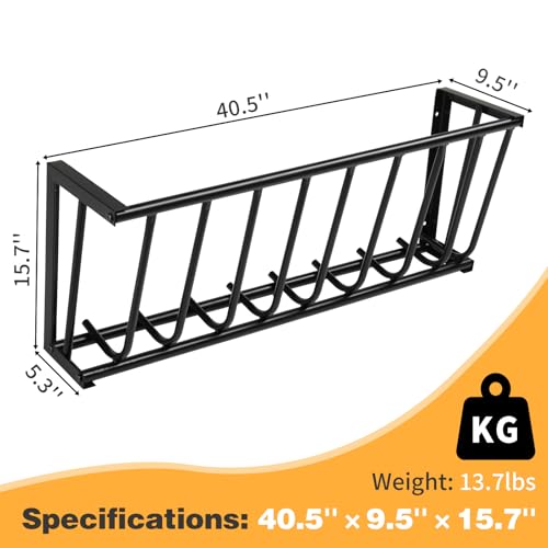 Outvita Horse Hay Feeder, 40.5'' Long Livestock Hay Feeder with 25 Gallon Large Capacity, Carbon Steel Wall Mounted Hay Rack for Horses, Sheep, Goats, Indoor Outdoor Uses(Black) - size: 40.5 in
