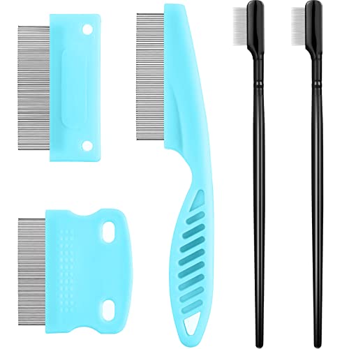 5 Pieces Dog Eye Combs Tear Stain Remover Combs Pet Grooming Comb for Small Dogs Gently Removing Eye Mucus and Crust (Light Blue, Black) - color: Black,Blue