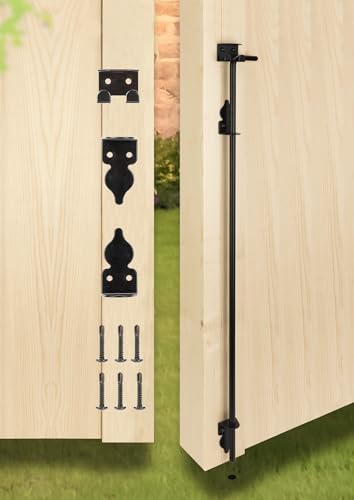 36" Heavy Duty Cane Bolt Gate Drop Rod Fence Hardware Ground Latch Stopper | for Wood/PVC/Vinyl/Metal Fences Gates, Double Doors, Black Solid Steel -2 Pack - color: 1 PACK, size: 36 Inch
