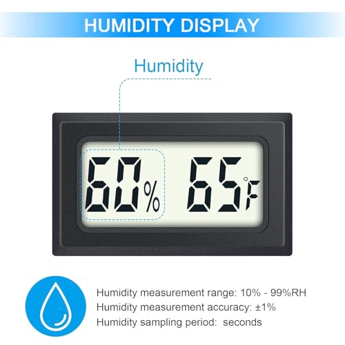 6 Pack Mini Indoor Temperature Humidity Meter Gauge Thermometer Hygrometer | LCD Display Fahrenheit (℉) for Humidors Greenhouse Garden Cellar Jars Closet