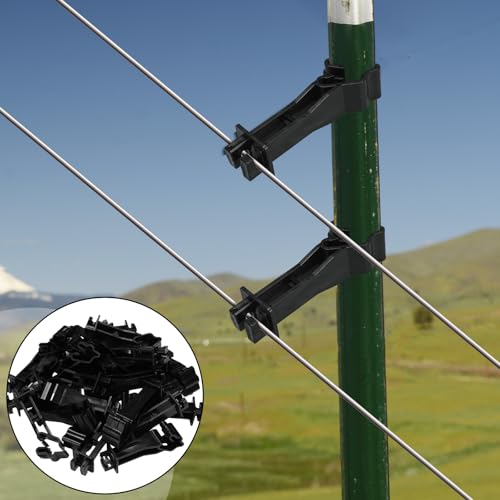 Outus 50pcs Reversed Extender Electric Fence TPost Insulators Snap, Black | Fit T Post Insulators, for Electric Fence Wire, Yard Agricultural Ranchers Farm - color: Black