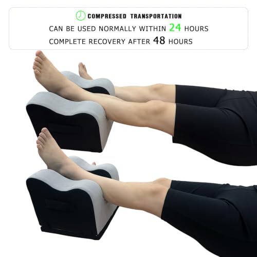 4 Heights Adjustable Knee Replacement Pillow for Recovery | Leg Elevation Pillow for Post Surgery Sleeping - Full Leg Extension Device for ACL MCL TKR Rehab - Comfortable Cover