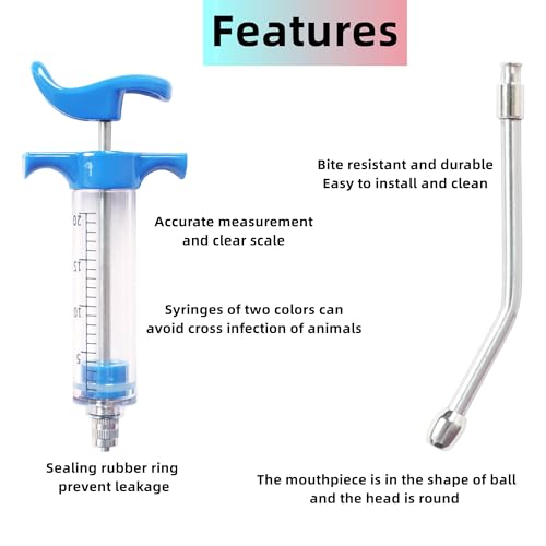 1 Pcs Goats Feed water filler, Drench Nozzle, Reusable, Adjustable Dosage, for Cattle, Sheep, Goats, Horse, Pig, Dog Supplies (Blue 20ml) - size: C (20ml)