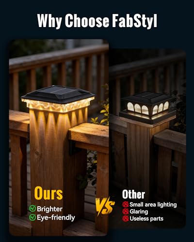 Solar Post Cap Lights for 4x4 Wood (Actual 3.5x3.5 in)/4x4 Vinyl Posts | 16 LEDs Outdoor Waterproof 3000/4500/6000K 3 Modes, Deck Post Cap Light for Garden, Patio, Porch,12 Pack - size: 12 Pack