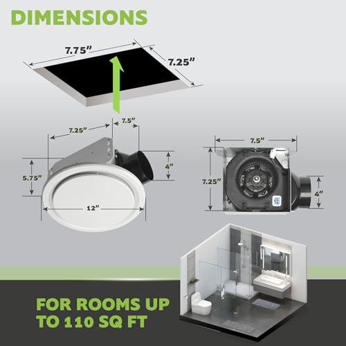Homewerks 110 CFM 2.5 Sones Bathroom Exhaust Fan, HVI/ETL Certified - size: Round 110 CFM