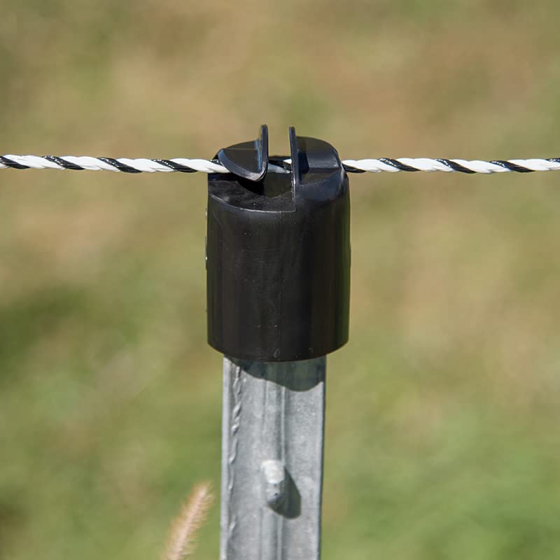 Premier 1 Hot Top Black Insulators for Steel T Posts | Package of 10 | Attaches low-tension fences to top of in-line T posts. Covers T post tops for safety & neat appearance. Black.