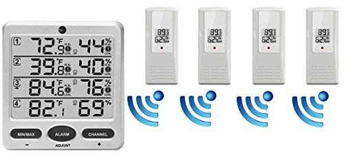 Ambient Weather WS-10-X4 | Wireless Indoor/Outdoor 8 Channel Thermo-Hygrometer with Four Remote Sensors
