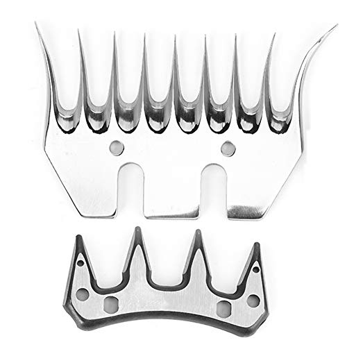 Stainless Steel Sheep Clippers Blade High Hardness Replacement Shearing Cutter for Sheep Goat Animal Grooming with 9T 13T Straight Curved Blade Options (9-Tooth Curved (+ Swing)) - size: 9-tooth curved blade (+ swing blade)