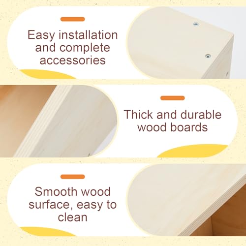 Maxcheck 1 Pack Wooden Rabbit Nesting Box, 16x11x11 Inch Hutch Hideout | Bunny Nesting Box for Breeding, Safe Birthing, Small Animal Habitat for Hutch & Cage - size: 16x11x11 Inch