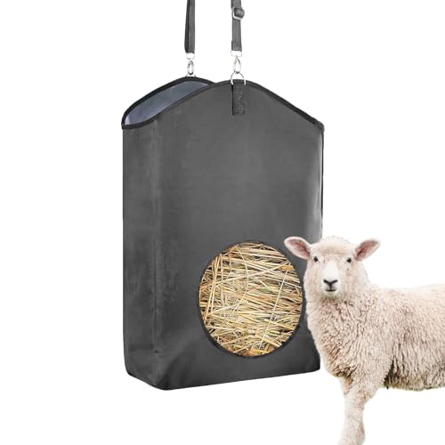 Goat Hay Feeder Bags for Horses, Sheep with Adjustable Open Feed Hole for Slow Feeding-Gery - color: Gery