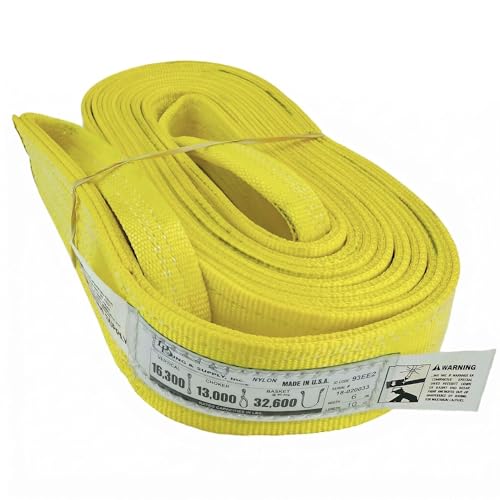 DD Sling 6 Inch x 10 Foot Nylon Lifting Sling – USA Made, 16,300 lb Vertical, 13,000 lb Choker, 32,600 lb Basket – 2-Ply Heavy Duty 900 Webbing, Type 3 Flat Eye & Eye Rigging Sling - size: 6" x 10'