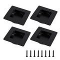 4Pack 2-3/4 Inch Recessed Finger Flush Pulls, Stainless Steel Square Flush Handles for Pocket and Sliding Closet Barn Doors Hardware, Inner Dia 2-1/8 Inch (Black)