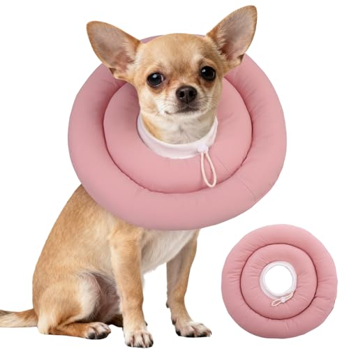 IDOMIK Dog Recovery Collar, Waterproof Soft Dog Cone After Surgery | Comfy Protective Elizabethan Collar Alternative for Dogs Cats, Adjustable Pet Neck Donut Cone Anti-Licking Wounds,Pink,S - color: Pink, size: S